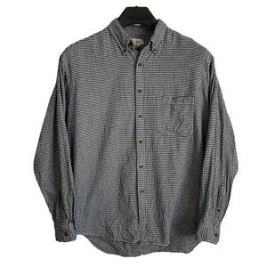 J. Crew men’s Size Large Oarsman navy blue and white houndstooth‎ flannel shirt.